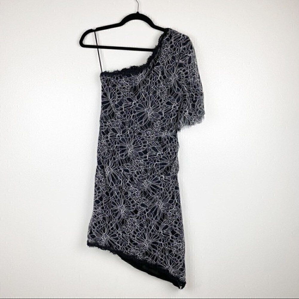 Harlyn Floral One Shoulder Lace High Low Cocktail Dress Black Size S NWT - Picture 6 of 12